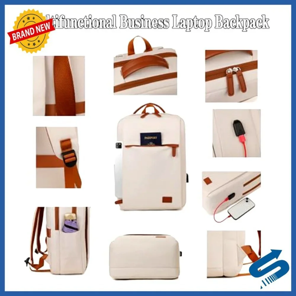 Unisex Laptop Backpack USB Charging Port Travel Business College Functional - Picture 5 of 6